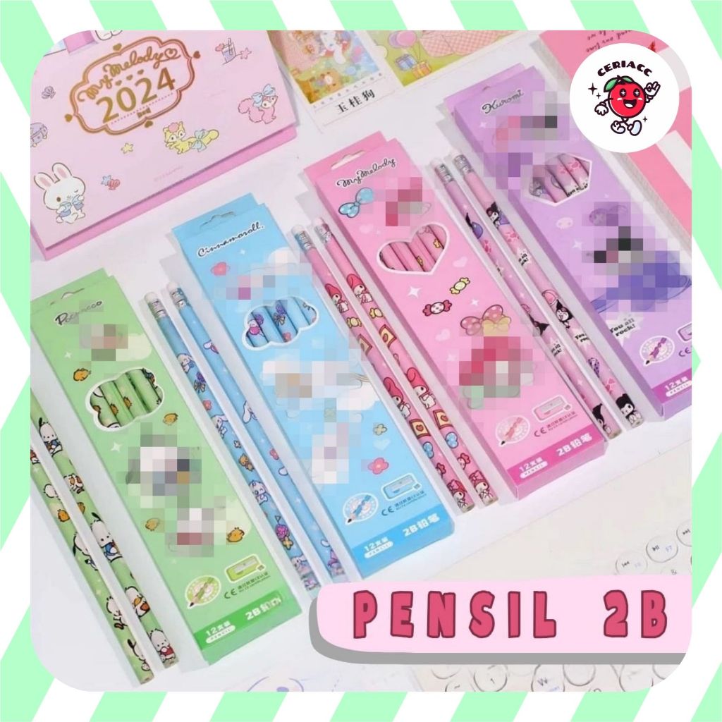 

[ATK] Pensil 2B karakter kartun lucu isi 1 lusin (12 pcs) (6)