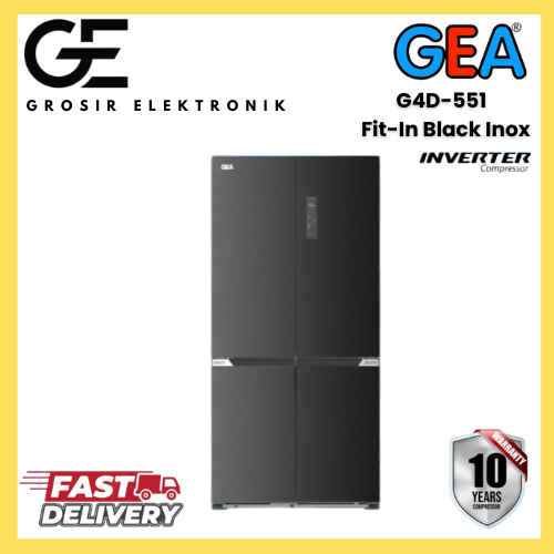 Kulkas GEA Multidoor 551L G4D-551 / G4D-551 Fit-In Black Inox 4 Pintu Inverter