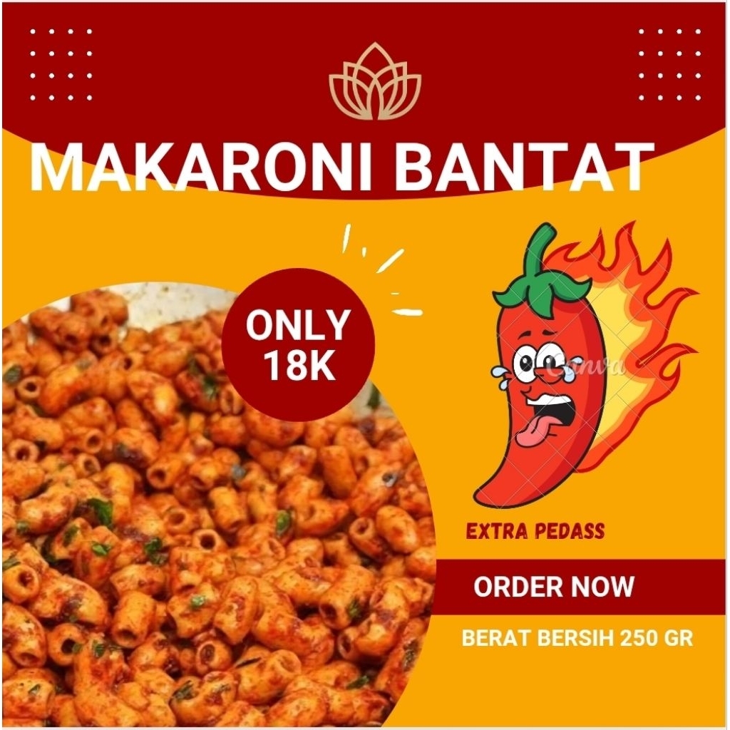 

Makaroni Bantat Gurih Pedas 250Gram Cemilan Kering Renyah Kriuk Rasa Jagung Bakar Original Pedas Sedang Dan Extra Pedas Harga Hemat Tanpa Pengawet Aman Untuk Anak Anak Cocok Untuk Nonton Ngemil Ngopi Camilan Lokal UMKM Bersih HalalIsi Banyak Tahan Lama