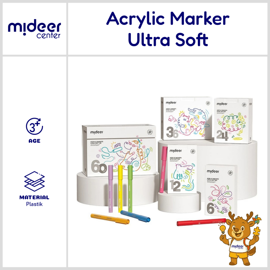 

Mideer Acrylic Marker Ultra Soft Nib Spidol Warna Menggambar Mewarnai Alat Sekolah Anak 4+