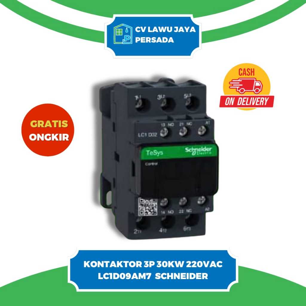 KONTAKTOR 3P 30KW 220VAC LC1D09M7 SCHNEIDER