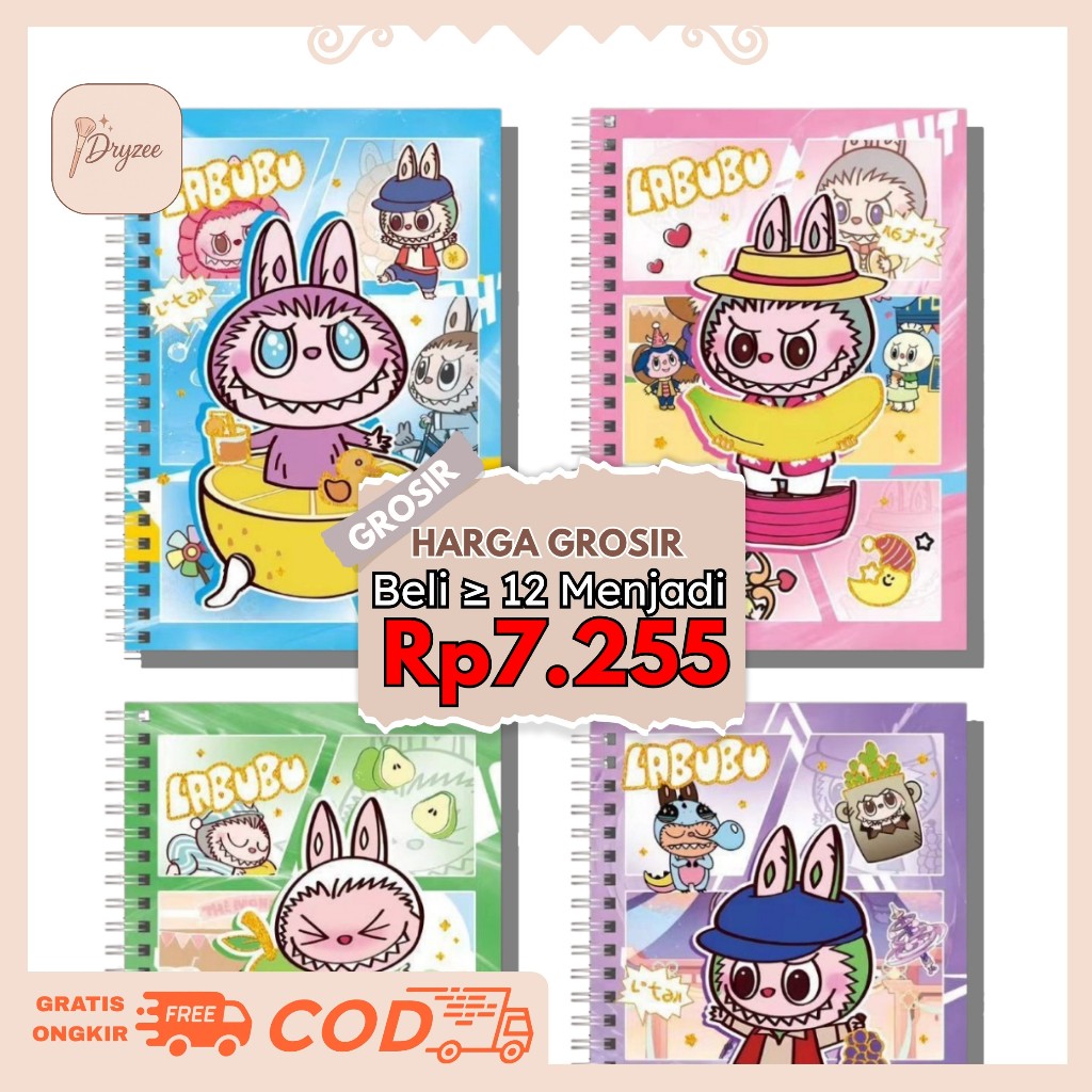 

Notebook A5 Buku Tulis RIng Motif Labubu / Buku Diary Note Sekolah Paper Kertas Buku Harian MB30