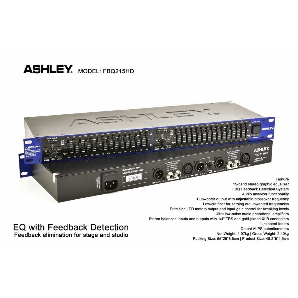 Equaliser ASHLEY FBQ 215 HD Original With Feedback Detection FBQ-215HD plus sub