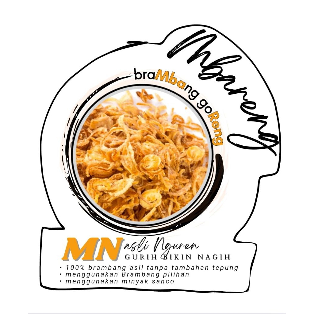 

Brambang goreng 50 gram Mbareng tanpa campuran