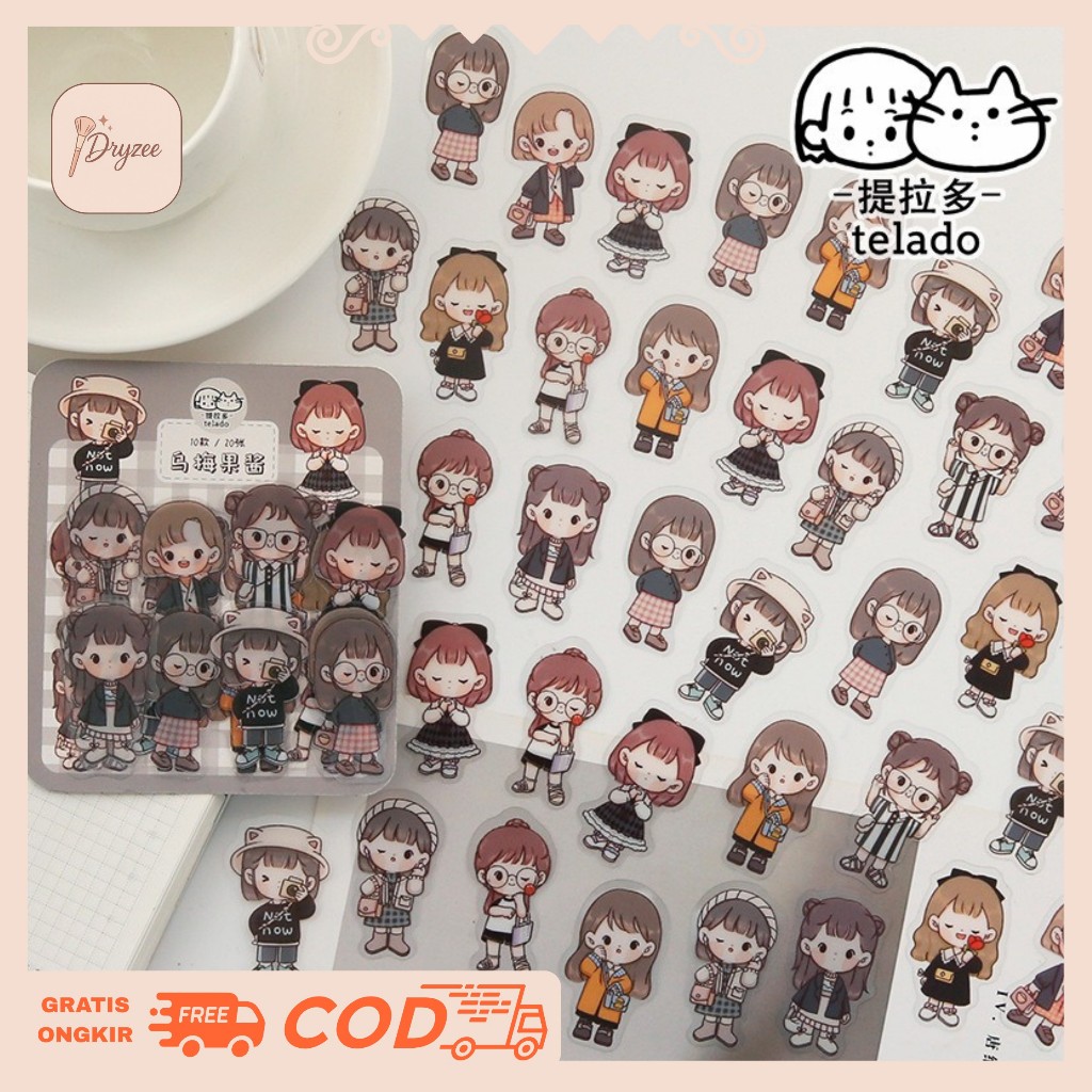 

Stiker Aesthetic DIY Design Karakter Fashion Girl 1 Pack TLD07