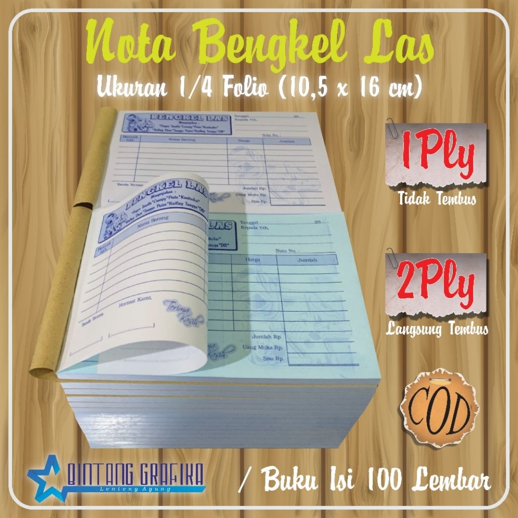 

NOTA BENGKEL LAS 1PLY&2PLY ( 10,5x16 cm)