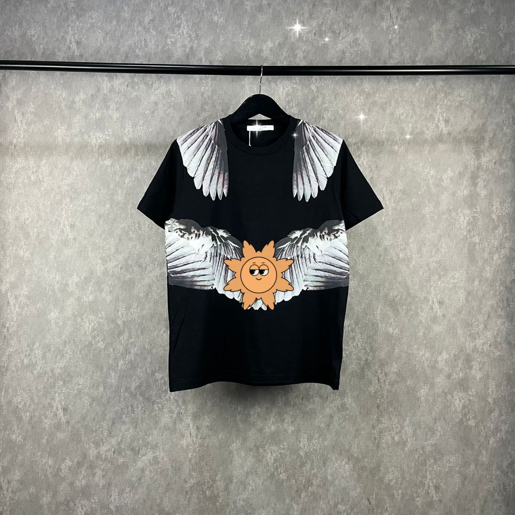 Kaos polos pria lengan pendek atasan pria baju polos tshirt fashuion terkini motif sayap atasan unis