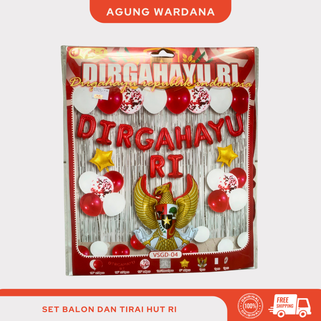 PAKET DEKORASI HUT RI 17-AN / SET DEKORASI 17-AN MERAH PUTIH TIRAI FOIL, BALON