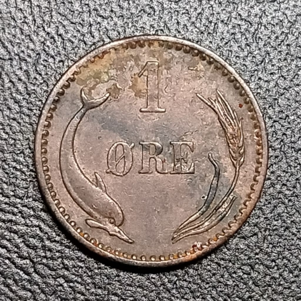 Koin Kuno Denmark 1 Ore tahun 1904 ukuran kecil