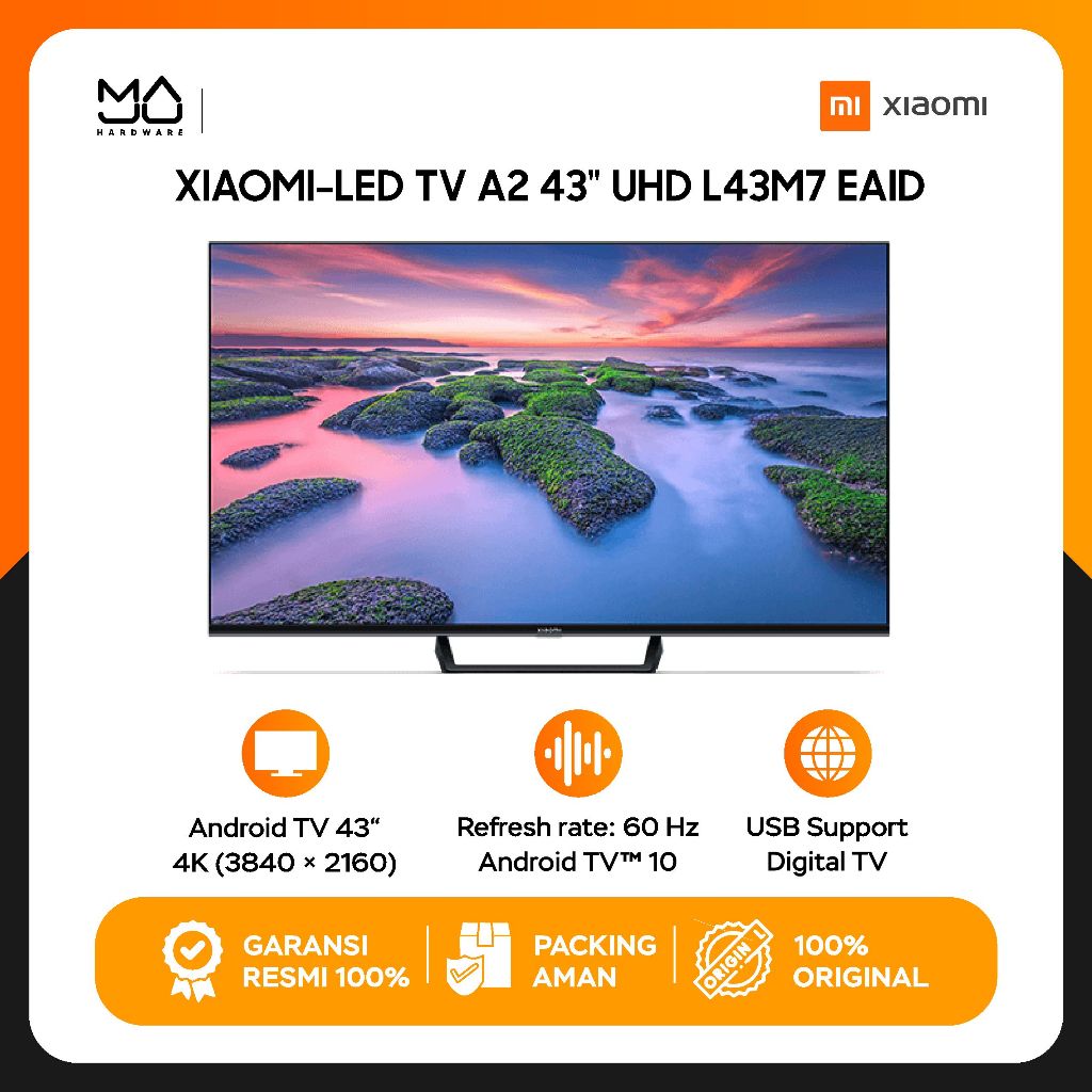 [FREE BRACKET] Xiaomi Mi TV - A2 Android TV 43 Inch 4K UHDL 43M7 EAID - Garansi Resmi