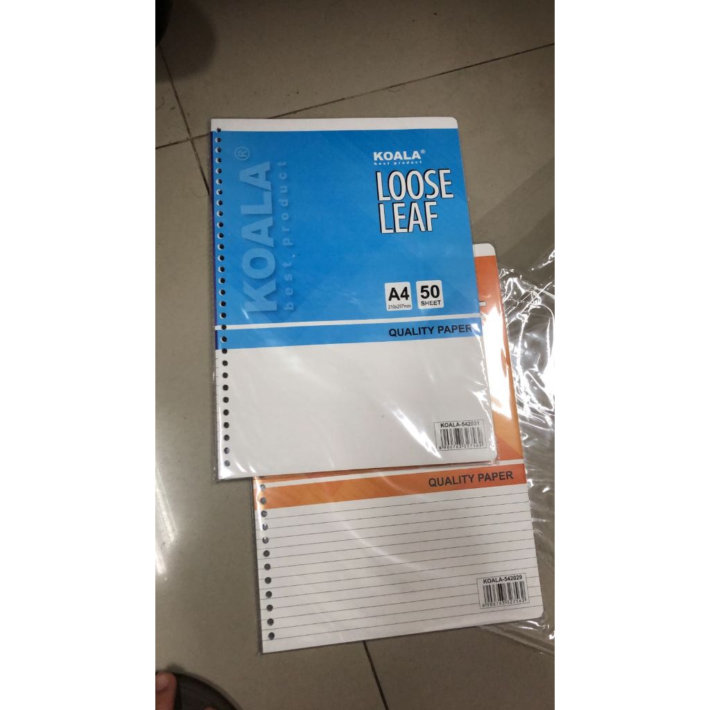 

isi binder looselaf 50 lembar ukuran A4 merek koala garis / polos lubang 30