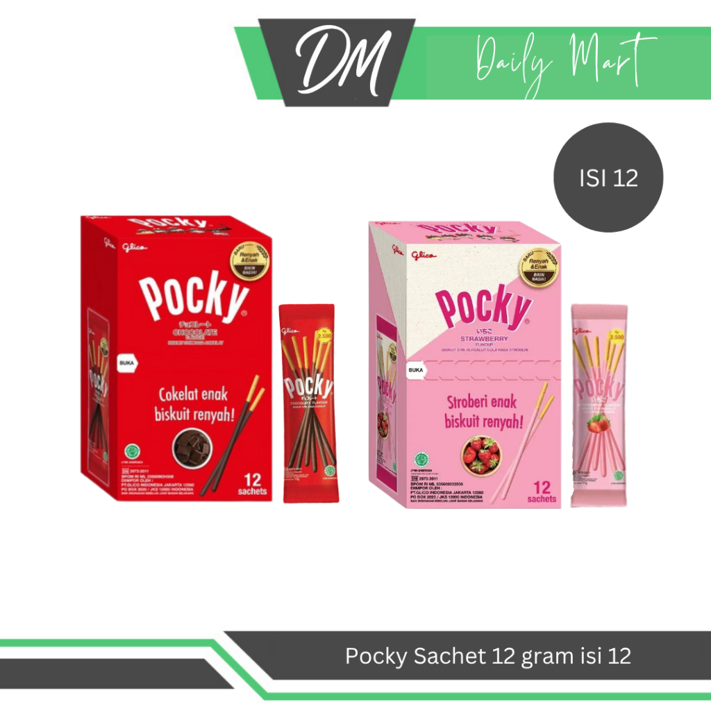 

Pocky Box Isi 12 Sachet Rasa Coklat/Stroberi - Snack Glico Enak Murah Original Bergizi
