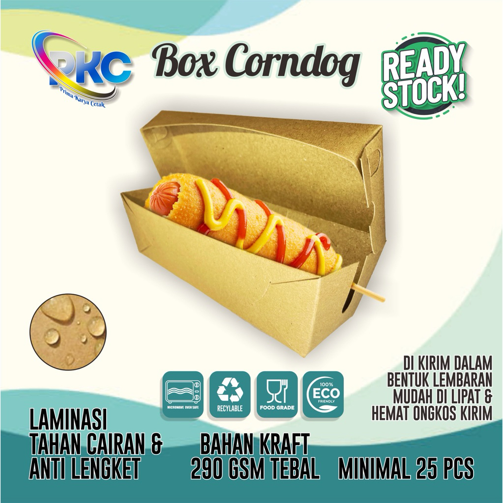 

Box corn dog/ Kotak corndog/ Dus kemasan Sosis Bakar Kraft 290gsm