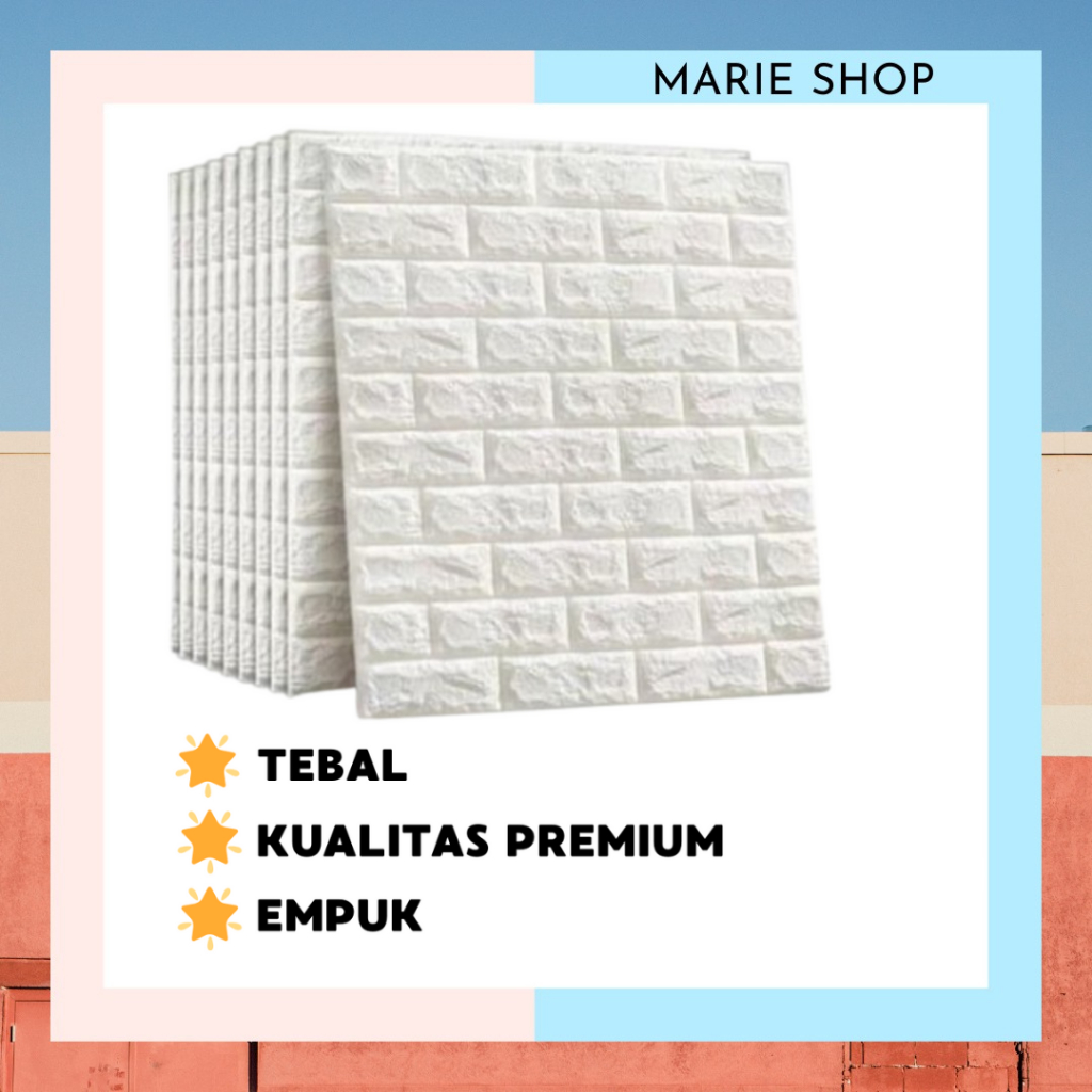 BATA PUTIH TEBAL - WALLPAPER BATA PUTIH - WALLPAPER DINDING - WALL STICKER