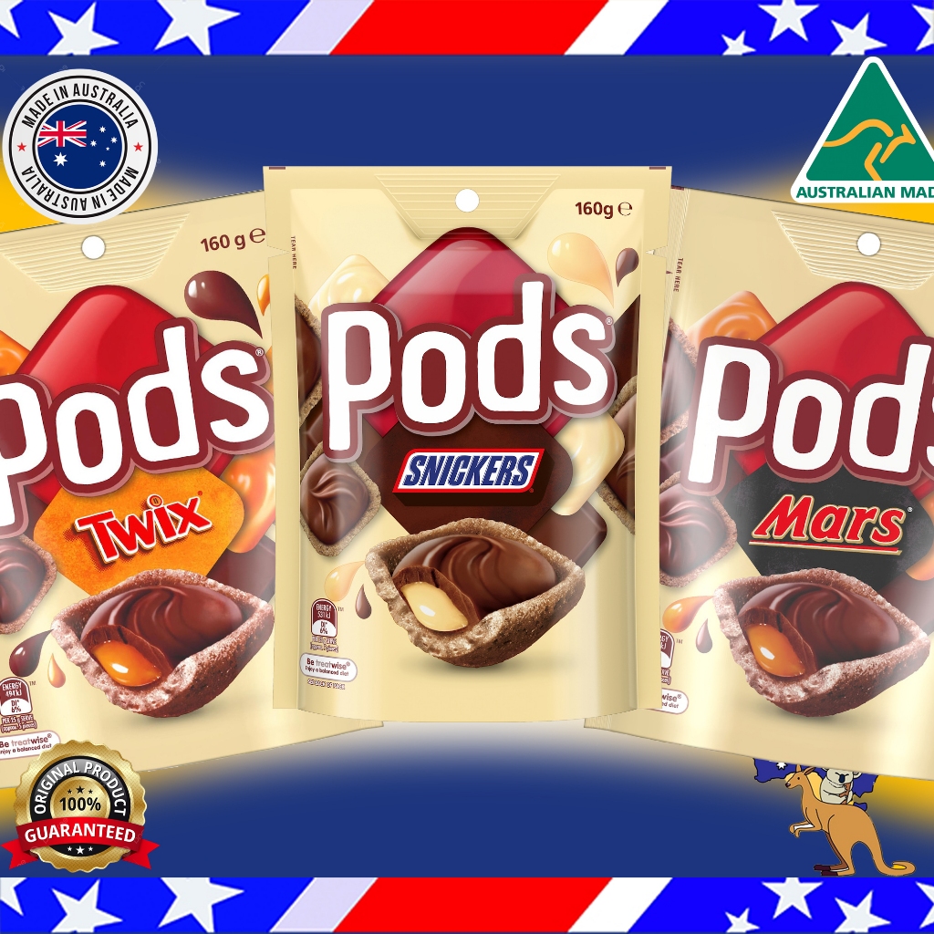 

Pods Mars, Pods Snickers, Pods Twix Coklat Snack HALAL Australia Impor Pods Snack