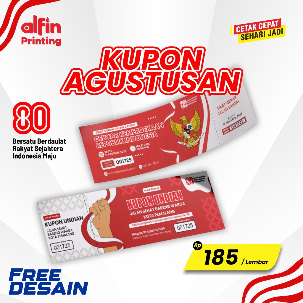 

Kupon Agustusan | Kupon Sepeda Sehat | Kupon Berhadiah | Tiket Memeriahkan HUT RI KE 80 TAHUN 2025