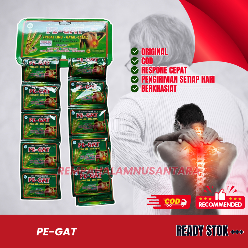 

Pegal Linu Dan Gatal-gatal (PE-GAT) Rasa Khas, Kedaluwarsa Lama, 20 Sachet