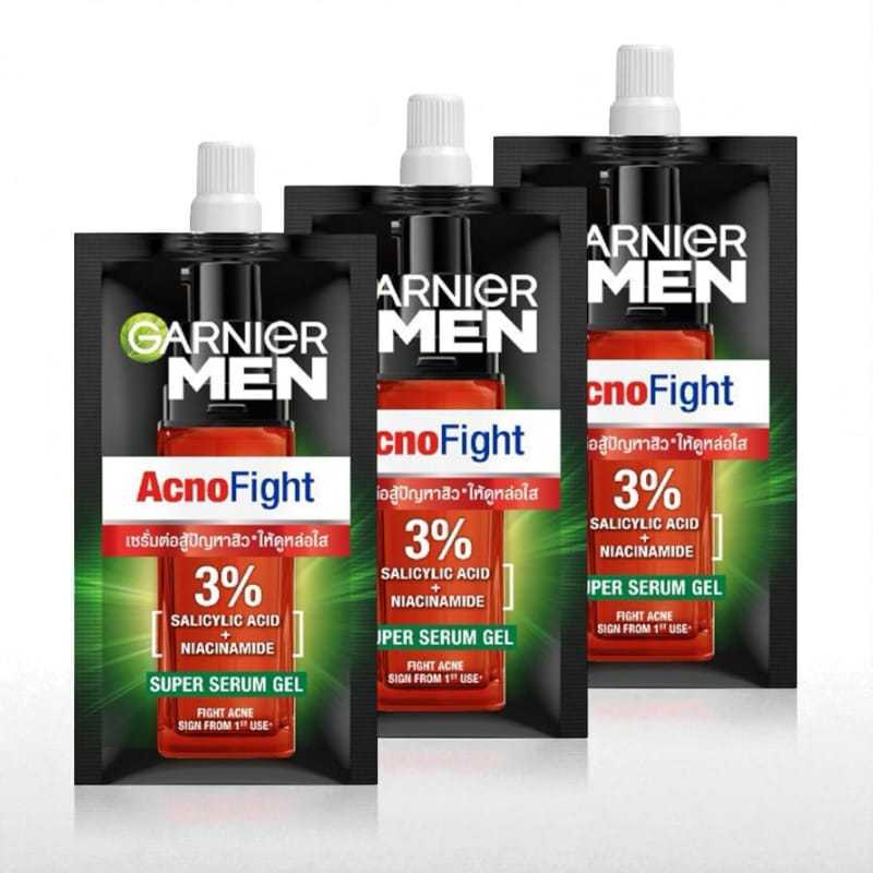 isi 6 Sachet Garnier Acno Fight Serum Gel 7 Ml Perawatan Kulit Wajah Pria Berjerawat