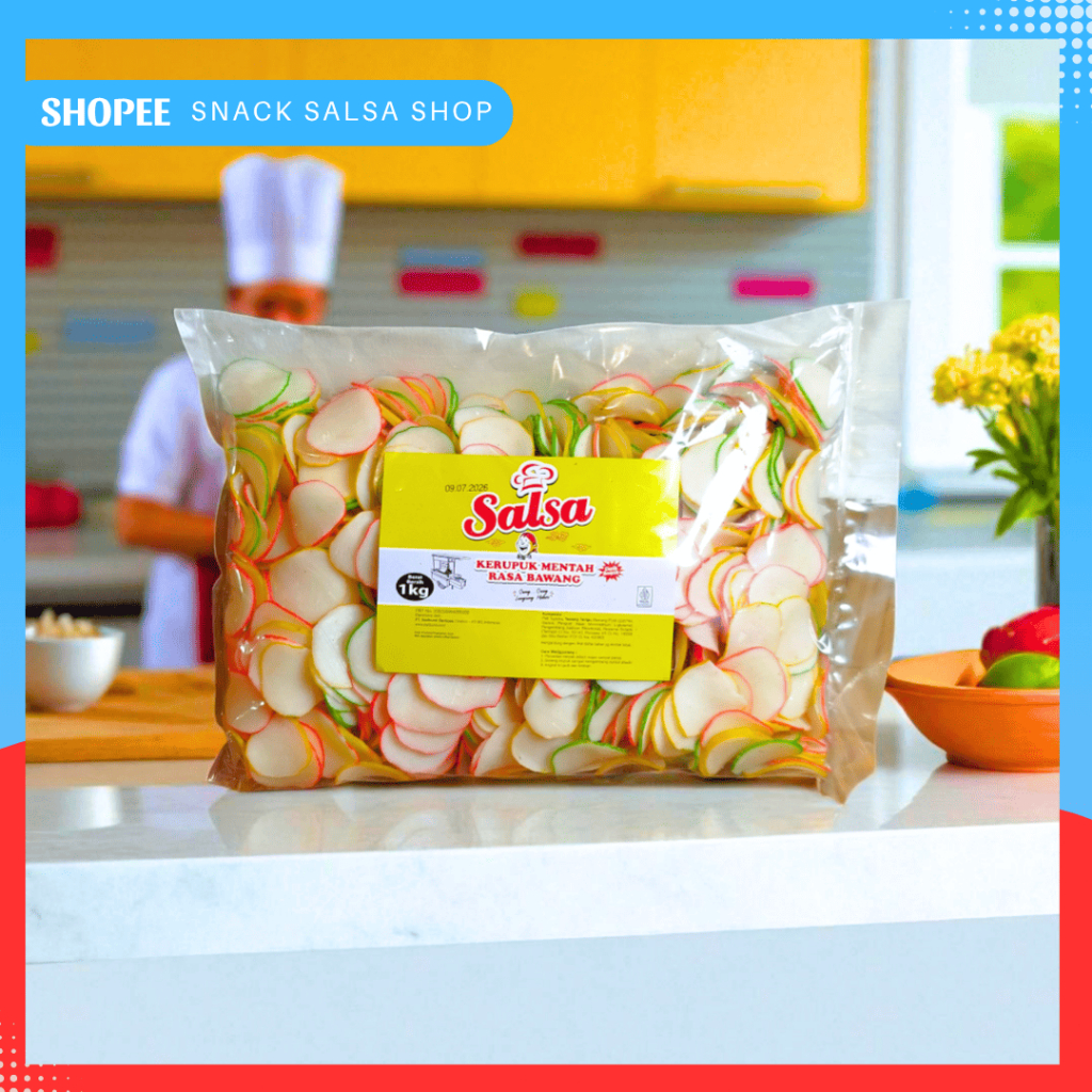 

Kerupuk Bawang Mentah Salsa 500gr / 1kg – Warna-warni, Putih, Oren Praktis Tinggal Goreng