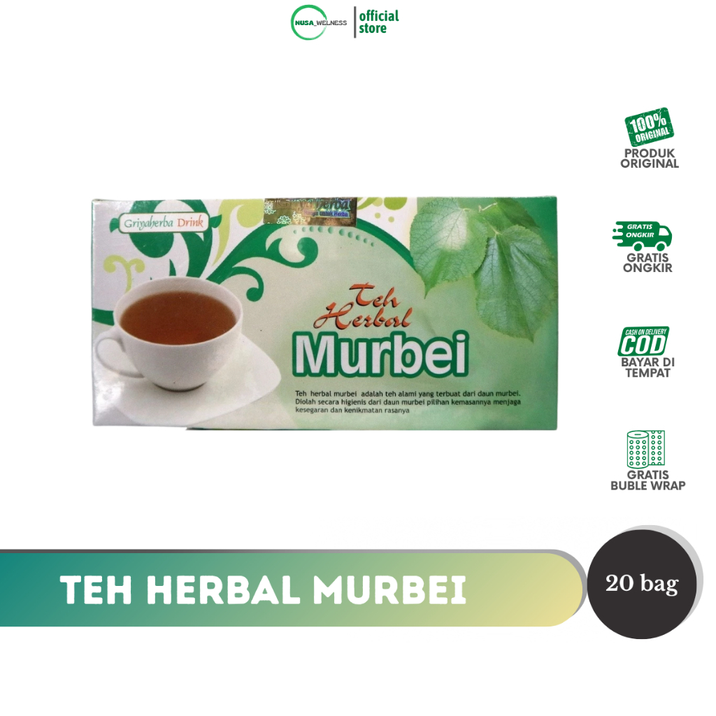 

GRIYA HERBA TEH MURBEI – teh celup herbal daun murbei | pelancar urin | hipertensi | isi 20 kantong | Batu ginjal ringan