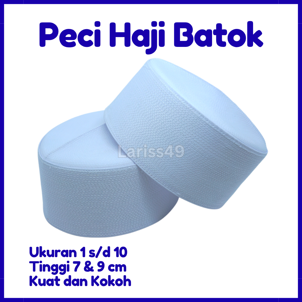 Peci Kopiah Songkok Haji Batok Putih Polos Ukuran Anak Hingga Dewasa Premium
