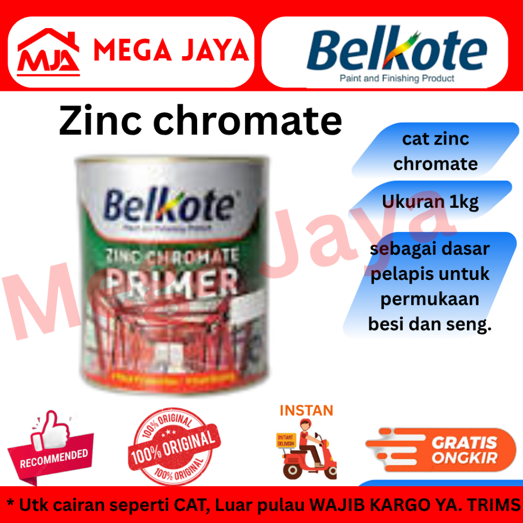 cat belkote zinc chromate primer 1kg warna abu dan hitam cat dasar besi anti karat dasar seng anti k