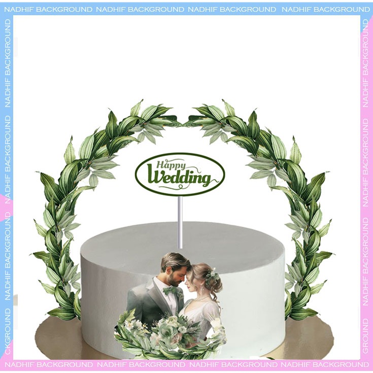 Toper Happy Wedding Sangkar Bunga Hiasan Kue Pengantin Model Kekinian Decorasi Cake