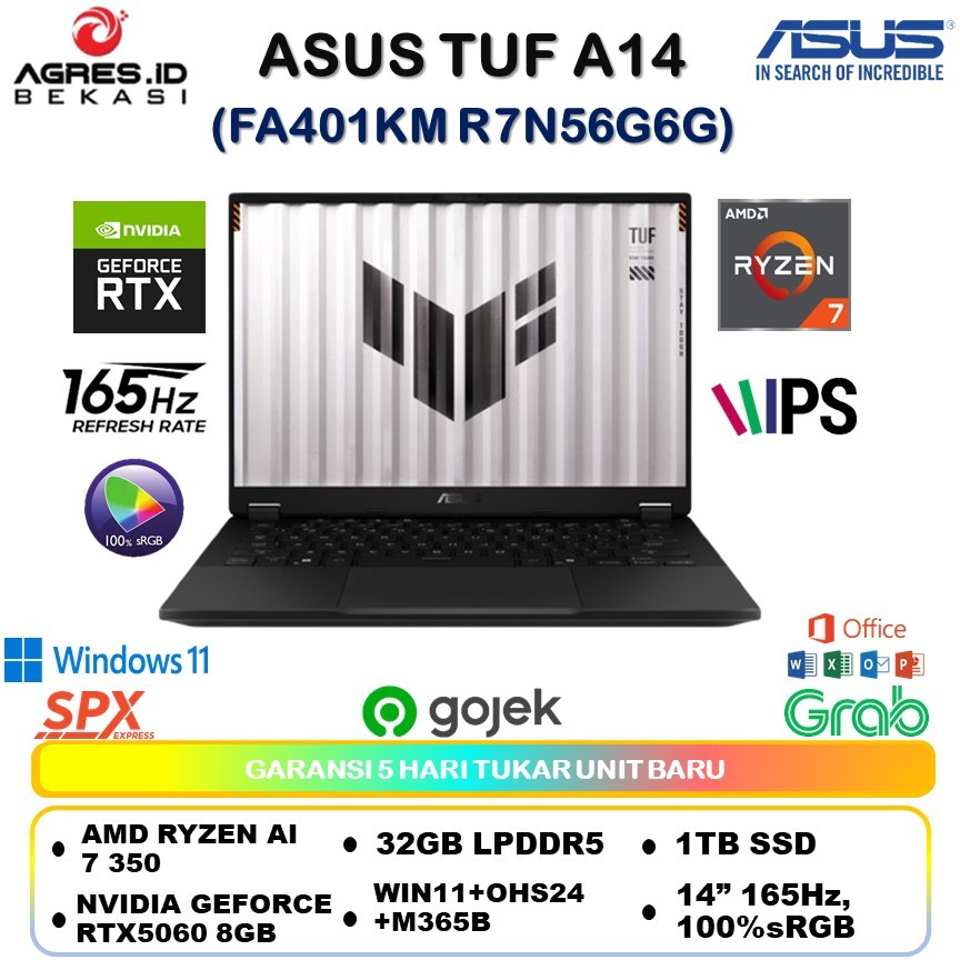 ASUS TUF A14 (FA401KM) Amd Ryzen AI 7 350 Rtx5060 8gb/ 32gb+1tb/14"wqxga 100%sRGB/Win11+ohs24+m365b