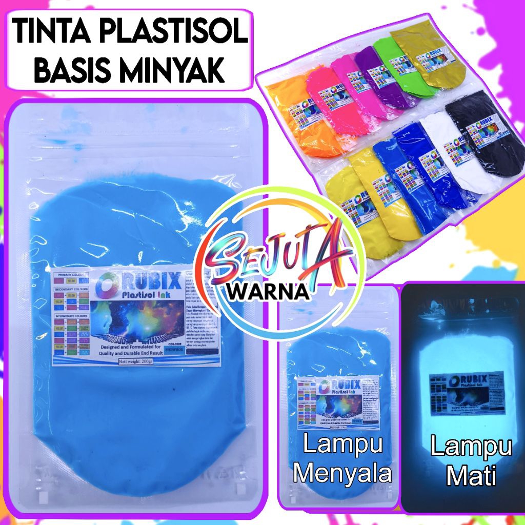 

TINTA PLASTISOL RUBIX GLOW IN THE DARK BLUE 200GR CAT SABLON KAOS