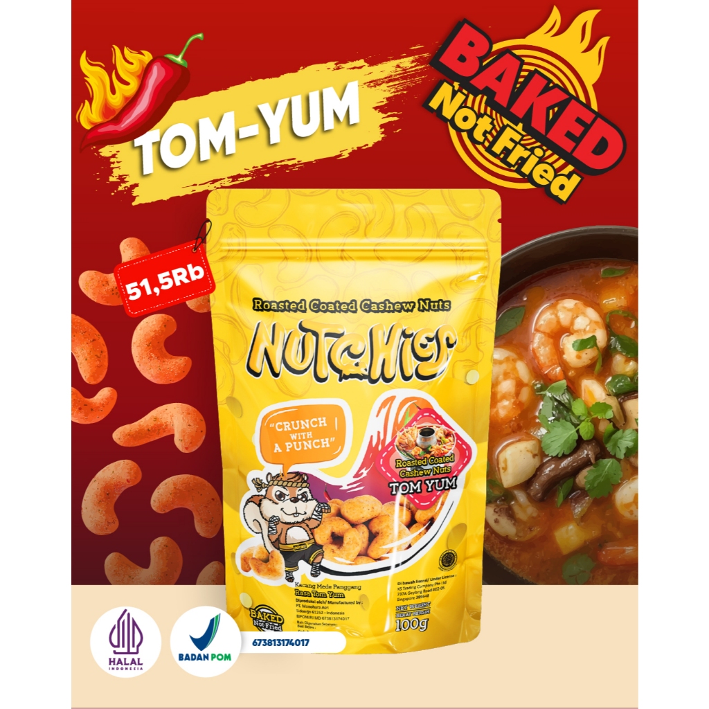 

Nutchies - Tom Yum - Kacang Panggang Roasted Oven Mede Mente Mete Gurih