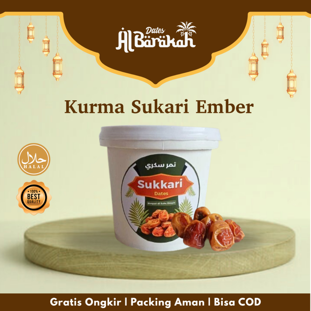 

Kurma Sukari Kemasan Ember 500gr Tamr Sukkari Dates Original Manis Lembut dan Legit