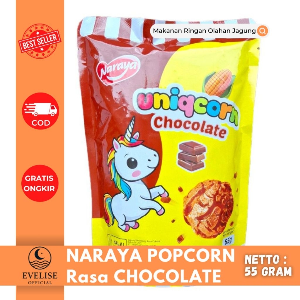 

NARAYA POPCORN | Popcorn Rasa Chocolate / Coklat | Popcorn Halal Naraya isi 55 Gram