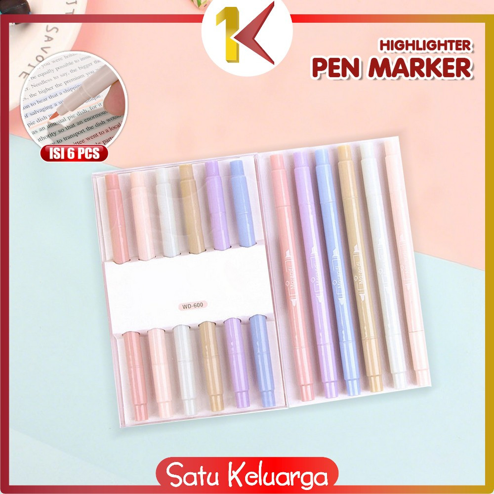 

EC SK-A116 Highlighter Set Isi 6pcs Double Tip Warna Pastel Motif Polos / Penanda Teks Buku Siswa Spidol Pen Marker Dua Sisi Alat Tulis Sekolah