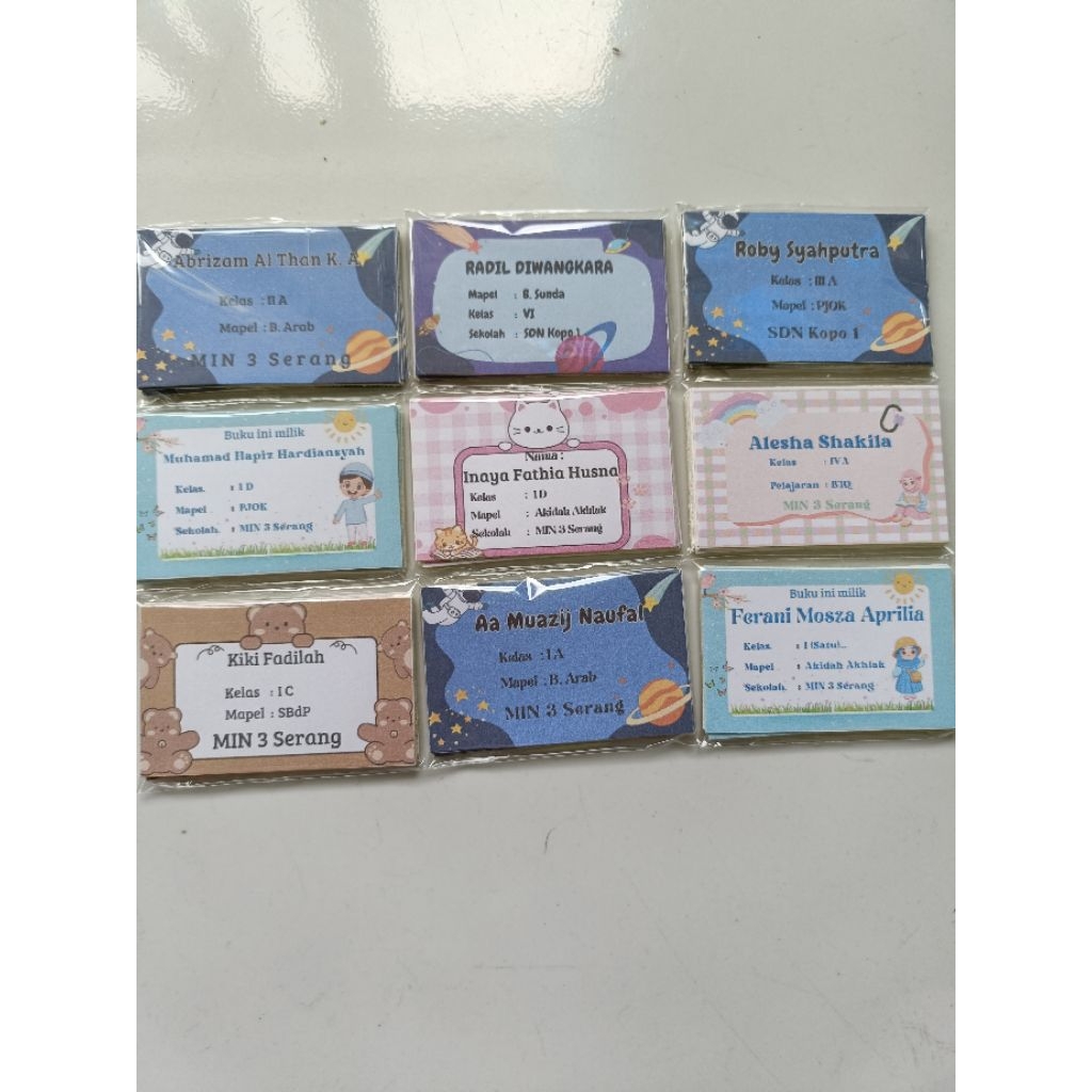 

stiker buku custom nama