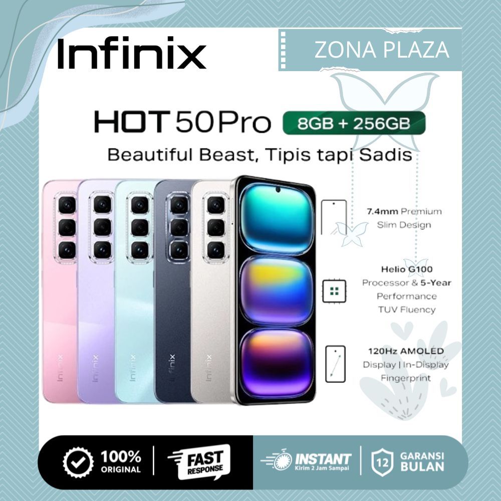 Infinix Hot 50 Pro Plus NFC [8GB+256GB] 3D Curved 120Hz Amoled - Garansi Resmi Infinix Indonesia