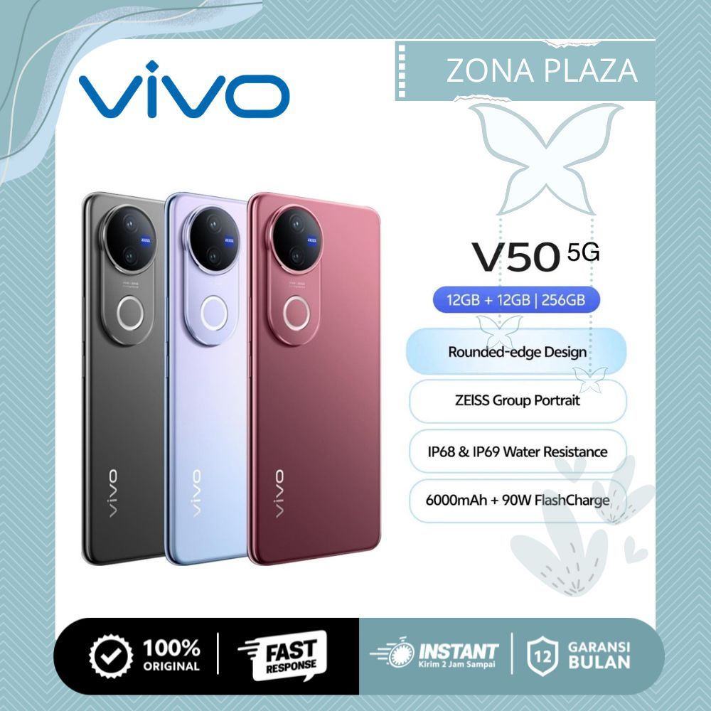 Vivo V50 5G NFC 12/256GB 12/512GB ZEISS Group Portrait HP Vivo Terbaru 2025 Garansi Resmi