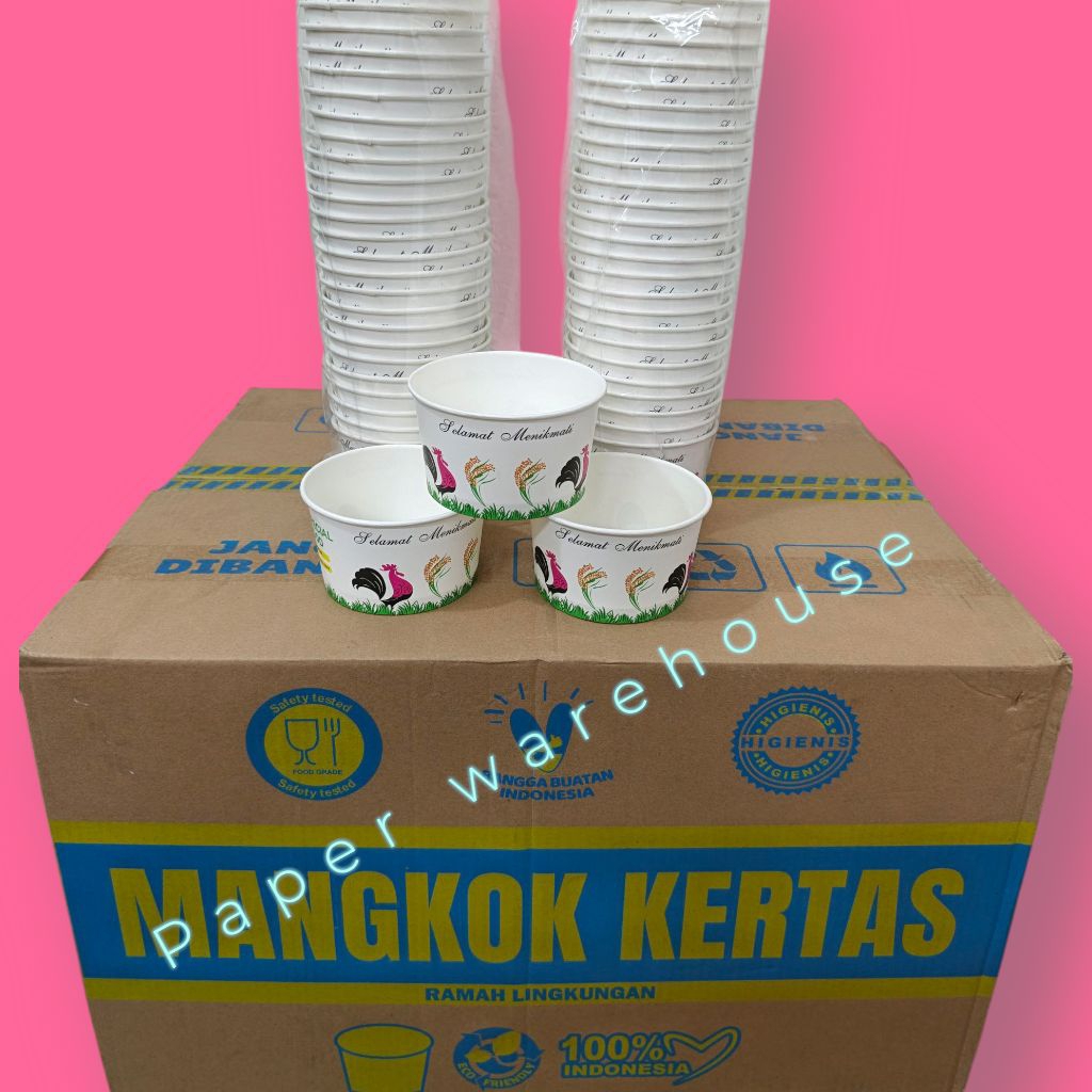 1DUS ISI 20 PACK PAK Paper Bowl Motif 360ML [KARTON] / Paper Bowl Ayam 360ML/ Isi 20ROLL