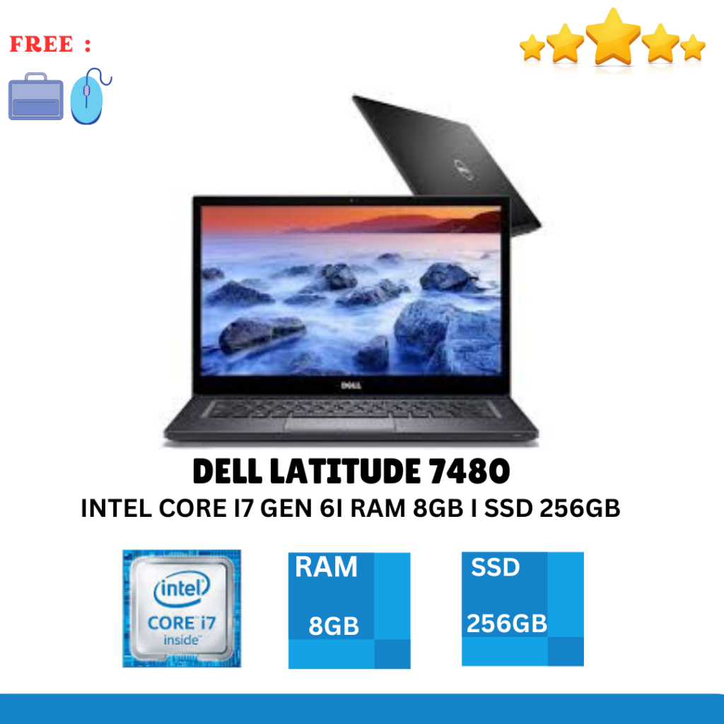 LAPTOP DELL LATITUDE 7480 CORE I7 GEN 6 RAM 16GB SSD 512GB BERGARANSI