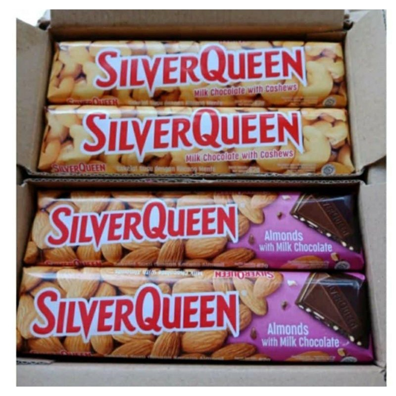 

Silverqueen 55gr Milk Chocolate Amond & Kacang Mede,Exp Agustus 2026 / Silverqueen 55gr