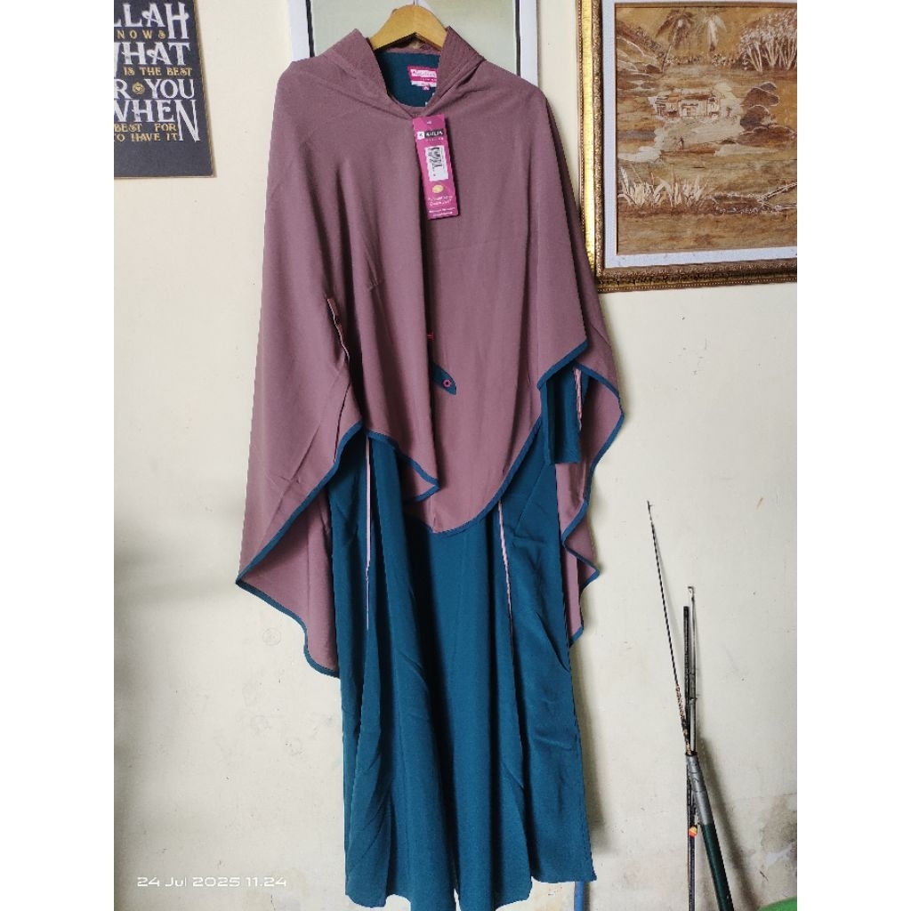 set gamis Aulia fashion original Zeela tropical blue Size XL