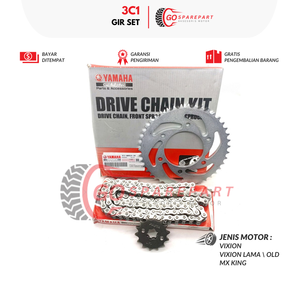 3C1 GIR SET MOTOR YAMAHA VIXION / GEAR SET MOTOR VIXION NEW / RANTAI GIR / SPROCKET GIR SET / GEAR G
