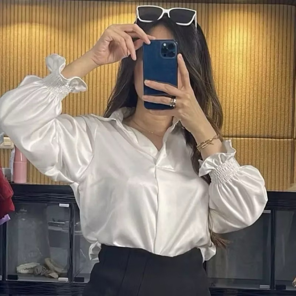 MO - Blouse Keren / Kemeja Kantor /baju Wanita / Atasan Wanita / Kemeja Satin / Kemeja Casual
