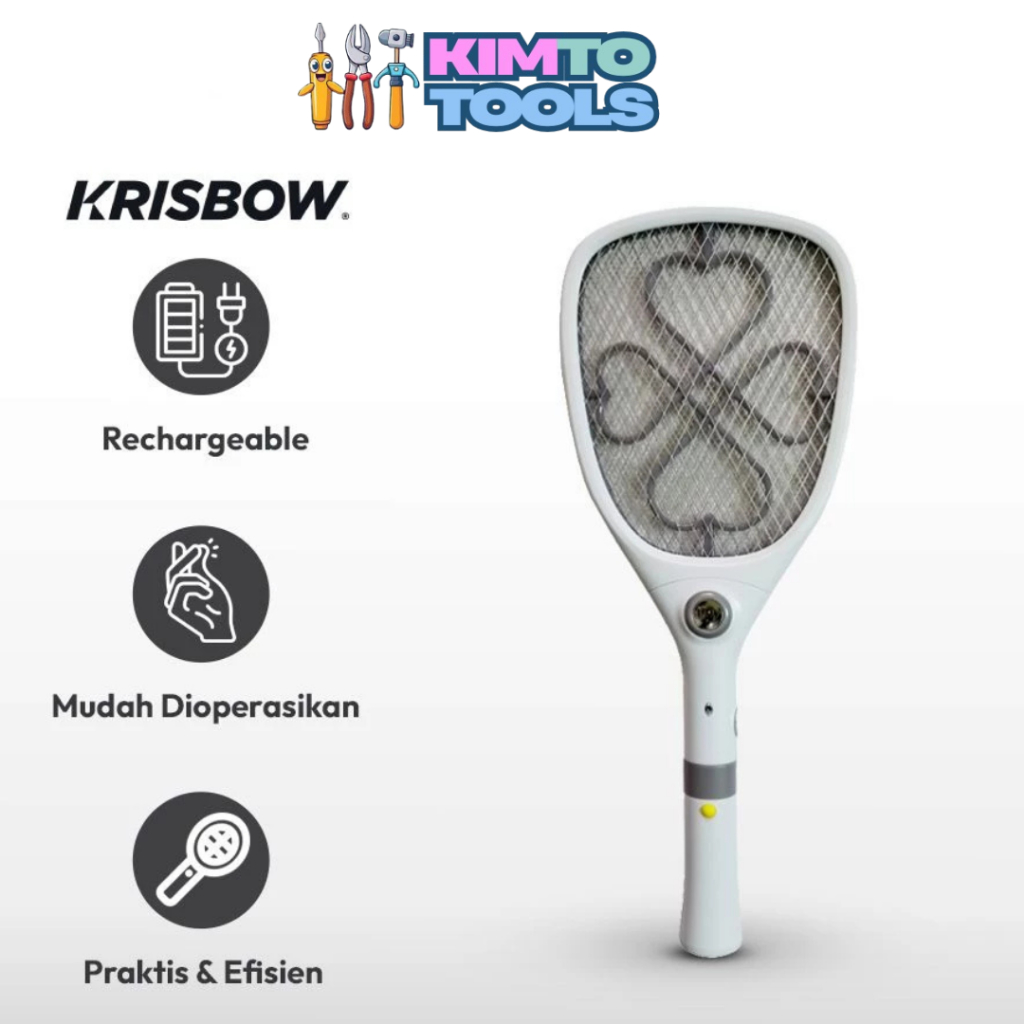 Krisbow Raket Nyamuk Rechargeable Dengan Soket / Raket Nyamuk Krisbow