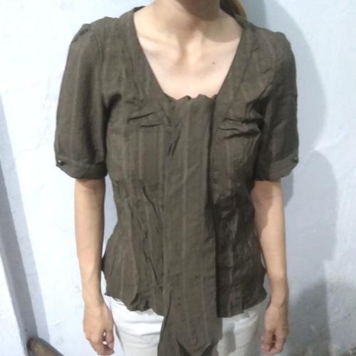 

Baju Musim Gugur Wanita Blus Lengan Pendek V Leher Kemeja Kasual 2026