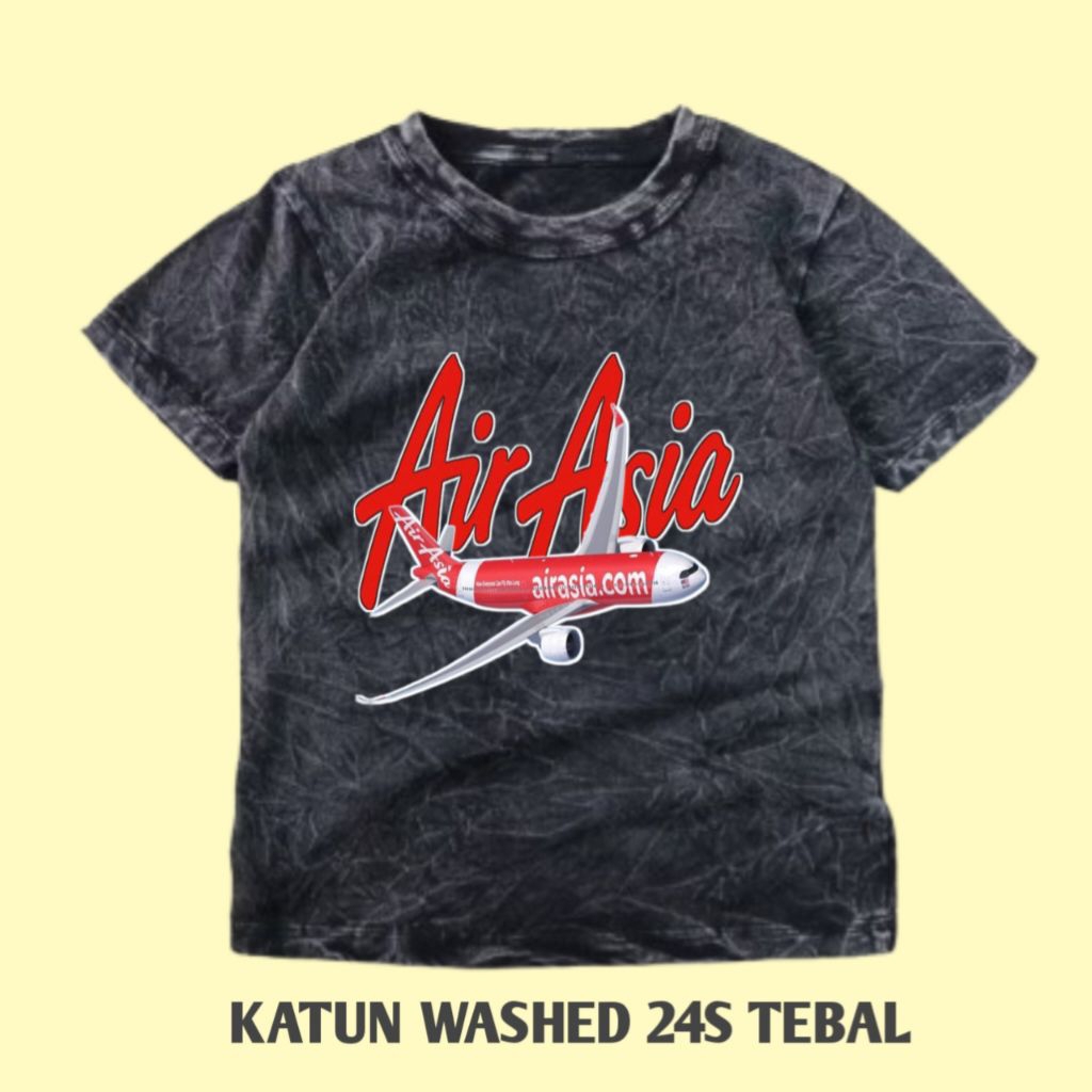 Air Asia Kaos Anak Motif Pesawat Air Asia Katun washed