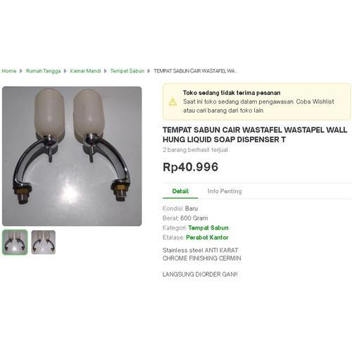 

TEMPAT SABUN CAIR WASTAFEL WASTAPEL WALL HUNG LIQUID SOAP DISPENSER T