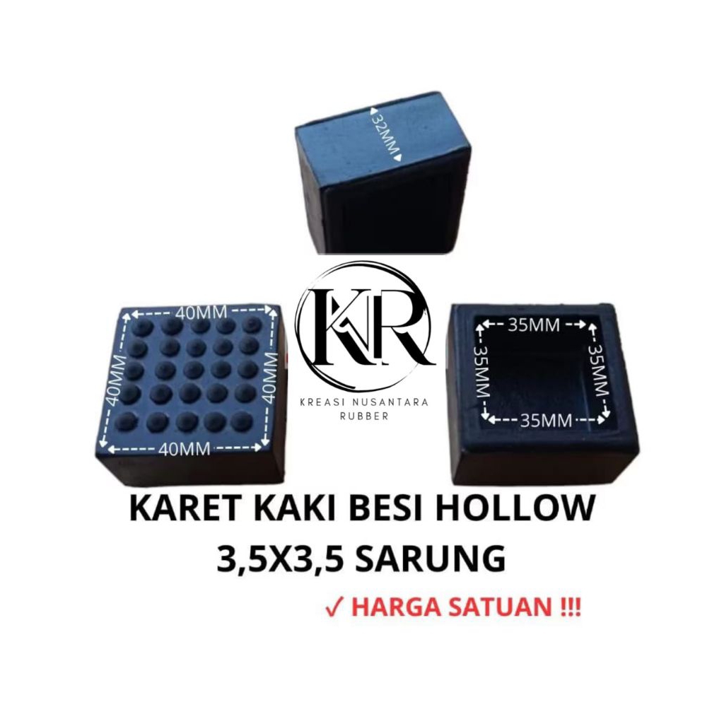 Karet Kaki Hollow 3,5x3,5 sarung / Karet Tutup Kaki Meja Kursi Rak Besi HOLLOW