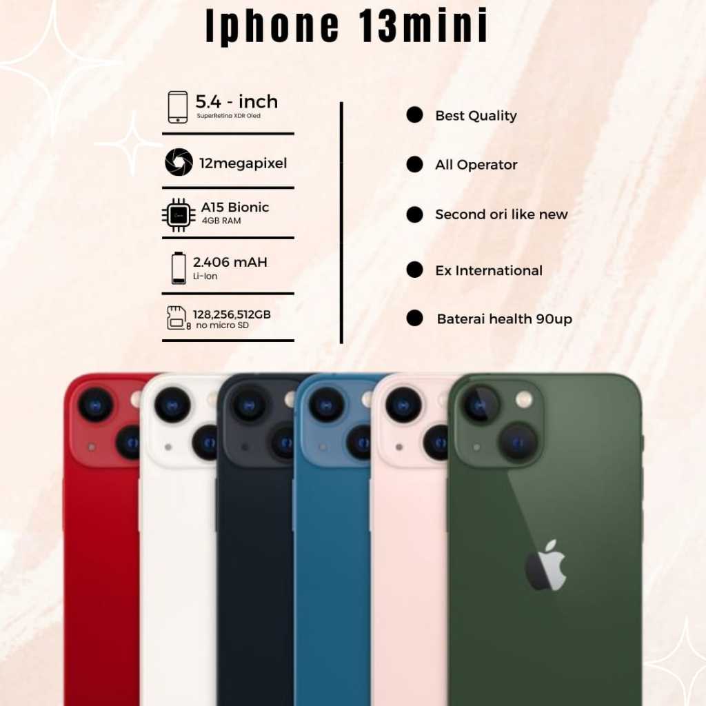 iPhone 13 Mini 128GB/256GB/512GB Fullset Second original
