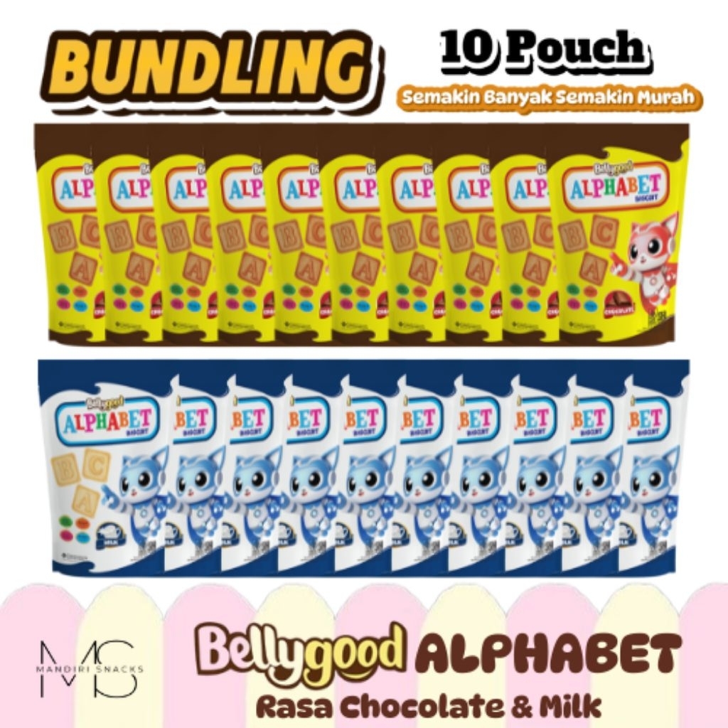 

[BUNDLING 10 POUCH] BELLYGOOD BISKUIT ALPHABET Rasa Coklat & Susu Kemasan Pouch
