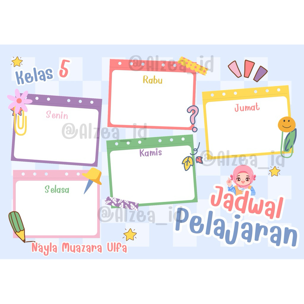 

(1 Hari Jadi) Jadwal Pelajaran Wipe Clean free Spidol